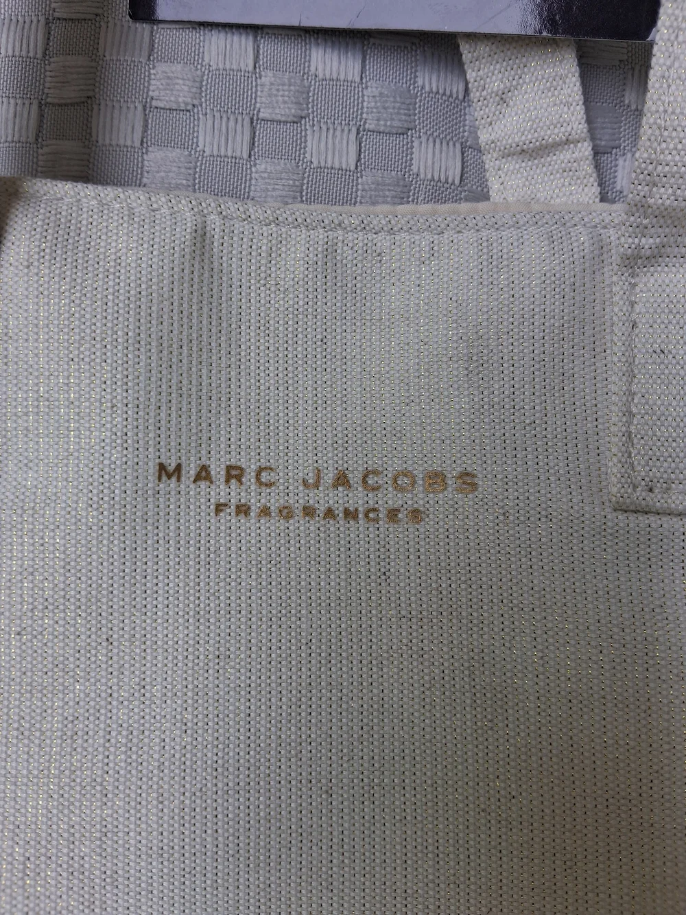 Marc Jacobs Cream Canvas Tote with Gold Flower Accents